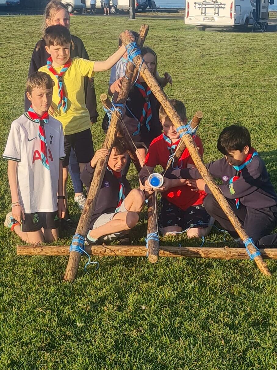 Group of Cubs in 2020 working on pioneering activities outside the den